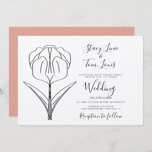 春フローラハンドドロー自然招待状 招待状 (正面/裏面)