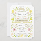 春フローラバニーピンクガールバプテスマ 招待状 (正面)