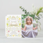 春フローラバニーピンクガールフォト誕生日 招待状 (スタンド正面)