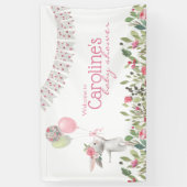 春フローラバニーベビーシャワーバナー 横断幕 (縦)