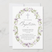 春フローラバプティスクロス《キリスト教》洗礼式や命名式 招待状 (正面)