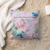 春フローラバラブルーバードパステルピンクガーデン クッション (ブランケット)