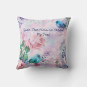 春フローラバラブルーバードパステルピンクガーデン クッション (裏面)