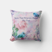 春フローラバラブルーバードパステルピンクガーデン クッション (正面)