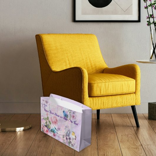 春フローラバラブルーバードパステルフラワーガーデン ラージペーパーバッグ