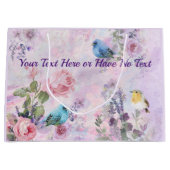 春フローラバラブルーバードパステルフラワーガーデン ラージペーパーバッグ (正面)