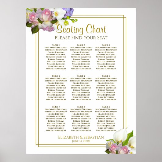 春フローラパステル9テーブ結婚ルの座席表 ポスター (正面)