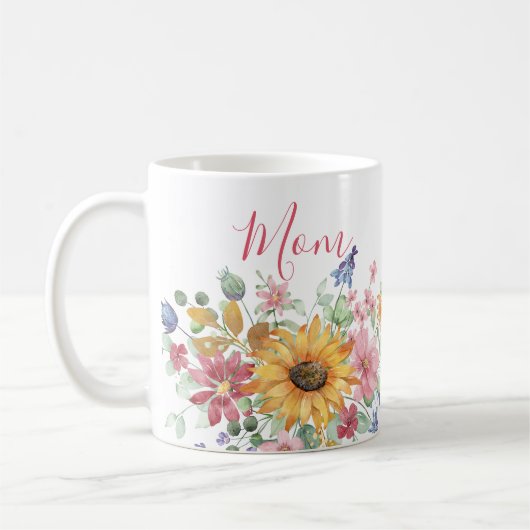 春フローラパーソナライズされたママ コーヒーマグカップ (左)