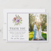 春フローラパープルピーチバイオレット結婚ズ サンキューカード (正面)