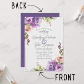 春フローラパープルピーチバイオレット結婚ズ 招待状