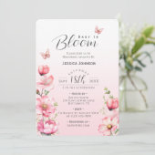春フローラピンクベビーイン開花ガールベビーシャワー 招待状 (スタンド正面)