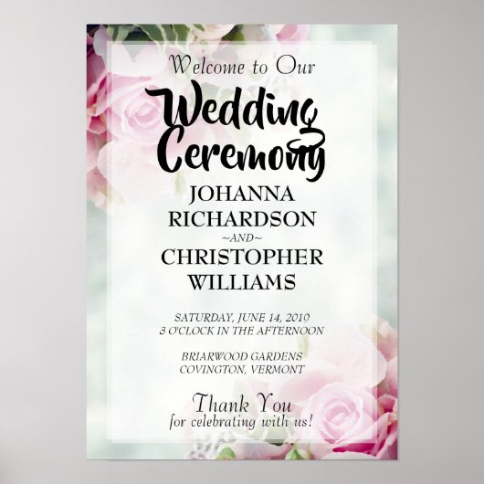 春フローラピンクローゼズ&牡丹結婚ズウェルカム ポスター (正面)