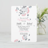 春フローラピンク水彩婚約パーティ 招待状 (スタンド正面)