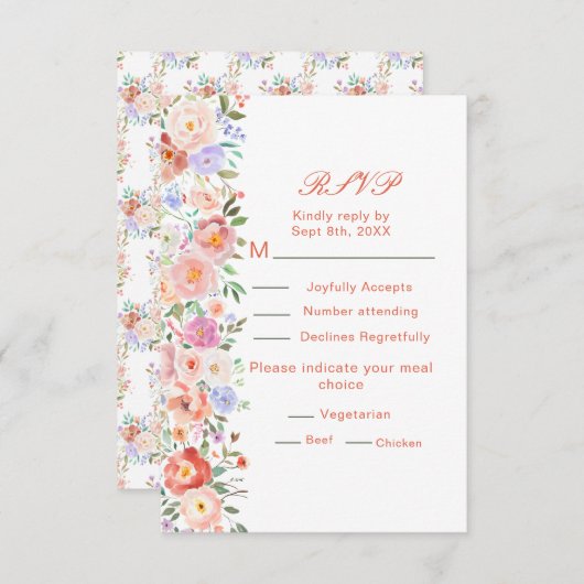 春フローラフラワーウェディングRSVP 出欠カード (正面/裏面)