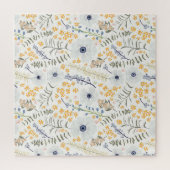 春フローラフラワーミックスブルーグリーングレーイエロー ジグソーパズル (縦)