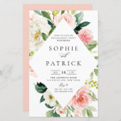 春フローラフレーム婚約パーティ招待状 (正面/裏面)