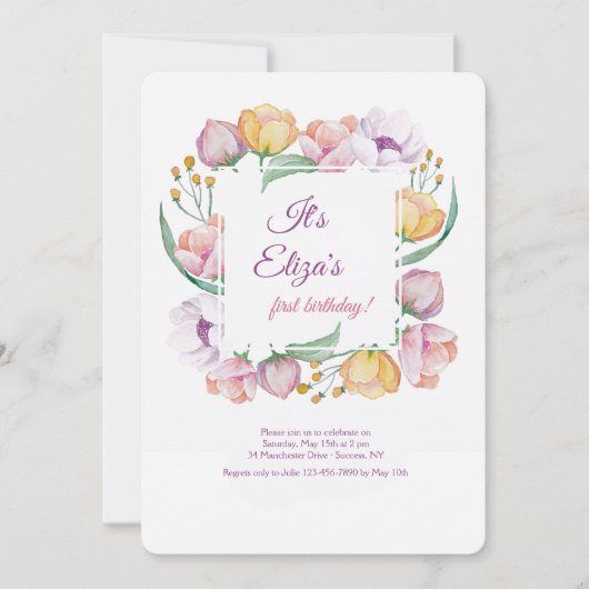 春フローラフレーム招待状 招待状 (正面)