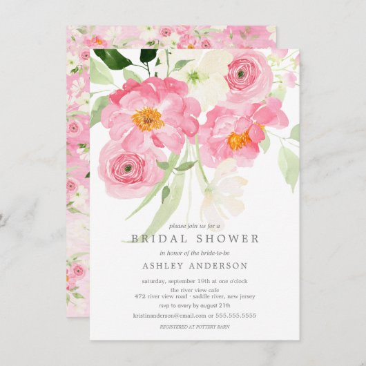 春フローラブライダルシャワー招待 招待状 (正面/裏面)