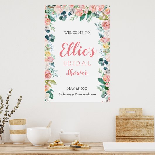 春フローラブライダルシャワー標識、茶パーティー標識 ポスター (キッチン)
