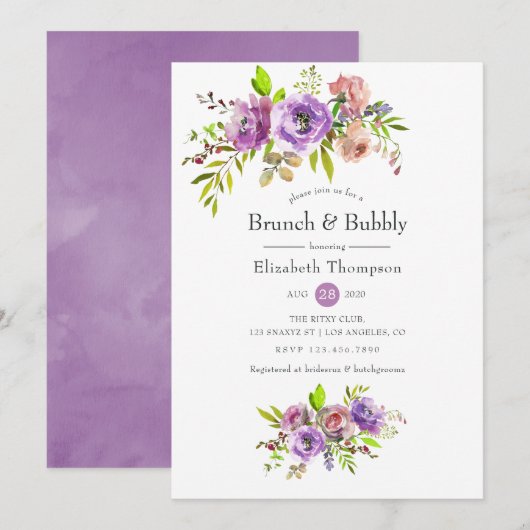 春フローラブランチとバブリーブライダルシャワー 招待状 (正面/裏面)