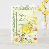 春フローラブーケ母の日のグリーティングカード カード (黄色い花)