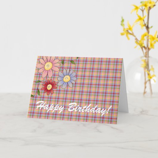 春フローラプレイドハッピーバースデーカードのシンボルや象徴 カード (黄色い花)