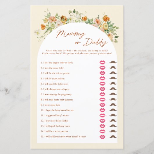 春フローラベビーシャワーママまたはパパのゲーム (正面)