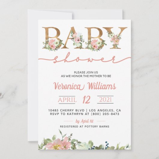 春フローラベビーシャワー招待状 招待状 (正面)