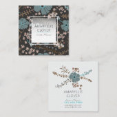 春フローラミックスティール（緑がかった色）ピンクグレーオンブラック スクエア名刺 (正面/裏面)