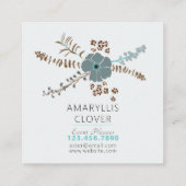 春フローラミックスティール（緑がかった色）ピンクグレーオンブラック スクエア名刺 (裏面)