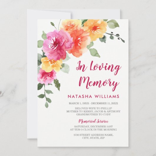 春フローラメモリアル告知サービス招待状 招待状 (正面)