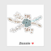 春フローラモチーフティール(緑がかった色)ブラウングレーお洒落 シール (シート)