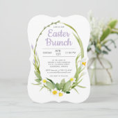 春フローラリースイースターブランチまたはパーティー 招待状 (スタンド正面)