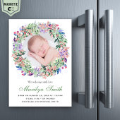 春フローラリース写真の誕生発表 マグネット招待状