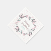 春フローラリース及びバニーハッピーバースデー スタンダードカクテルナプキン (角)