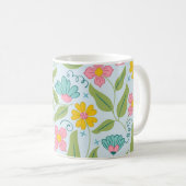 春フローラルパターンonライトブルー コーヒーマグカップ (正面右)
