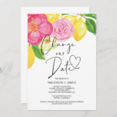 春フローラレモン日付の結婚変更 招待状 (正面/裏面)