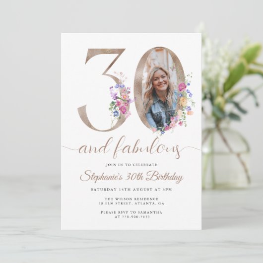 春フローラ写真30th Birthday 招待状 (スタンド正面)