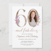 春フローラ写真60誕生日 招待状 (正面)
