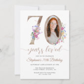 春フローラ写真70誕生日 招待状 (正面)