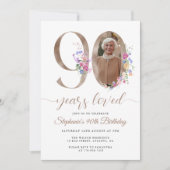 春フローラ写真90誕生日 招待状 (正面)