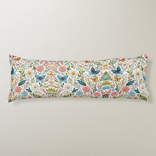 春フローラ刺しゅうデザインパステルカラー ボディピロー (正面)