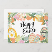 春フローラ卵狩りクローバーハッピーイースター シーズンポストカード (正面/裏面)
