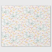 春フローラ及びヴィンテージ自転車パターン ラッピングペーパー (フラット)