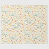 春フローラ及びヴィンテージ自転車パターン ラッピングペーパー (フラット)