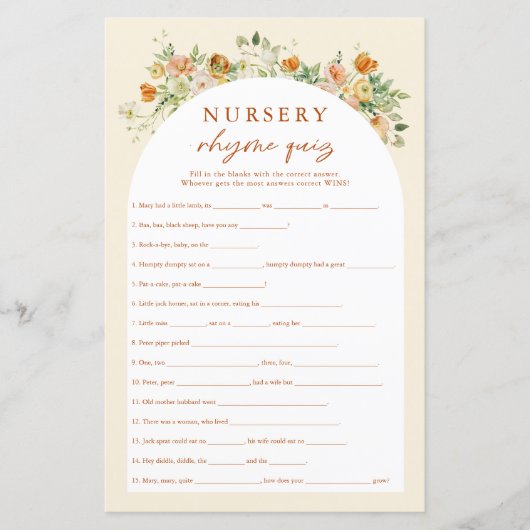 春フローラ子供部屋ライムクイズベビーシャワーゲーム (正面)