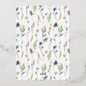 春フローラ小さなワイルドフラワーベビーシャワー金ゴールド 箔招待状 (裏面)