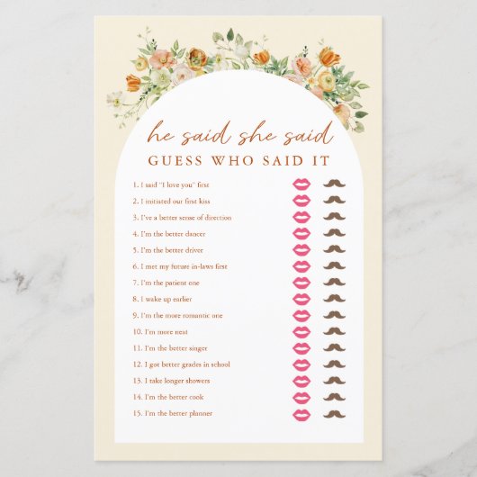 春フローラ彼は彼女はブライダルシャワーゲームと言った (正面)