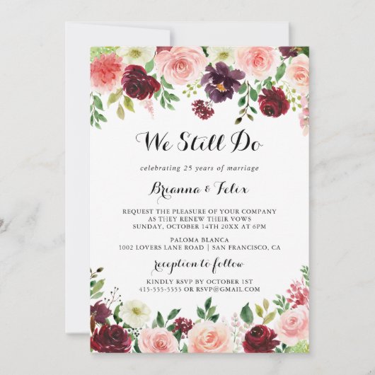 春フローラ書私たちはまだ誓いの更新を行う 招待状 (正面)