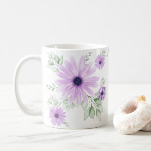 春フローラ植物模様カラフル コーヒーマグカップ